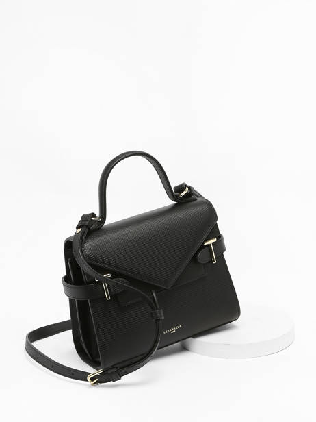 Sac Bandoulière S Double Rabat Emilie Cuir Le tanneur Noir emily TEMI1003 vue secondaire 2