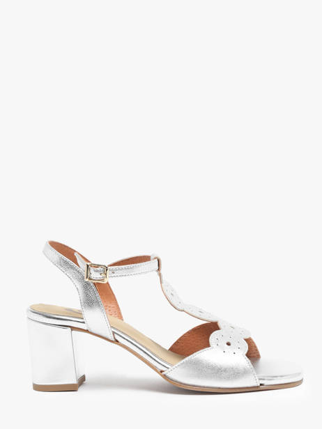 Heeled Sandals In Leather Rock and rose Silver women 1234TF