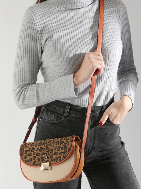 Shoulder Bag Leopard Lulu castagnette Brown leopard TURENNE other view 1