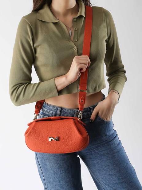 Sac Bandoulière Nymphea Cuir Nathan baume Orange nymphea 2 vue secondaire 1