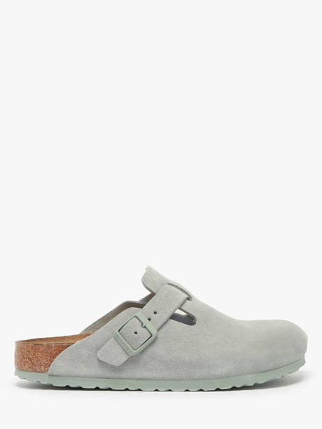 Slippers Boston In Leather Birkenstock Green women 1029214