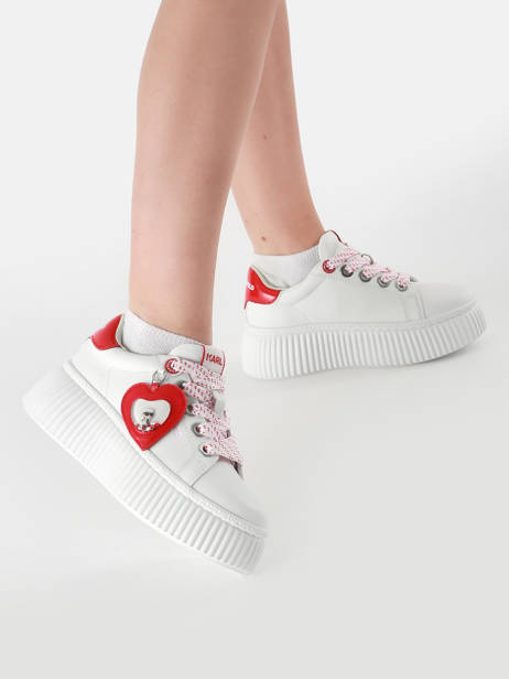 Sneakers Kreeper Low Valentine In Leather Karl lagerfeld White women KL42314V other view 1