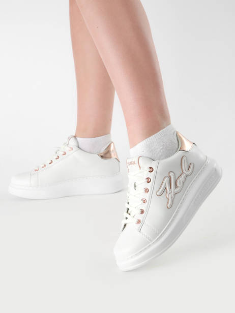 Sneakers Kapri Signiature Embossed In Leather Karl lagerfeld White women KL62511A other view 1