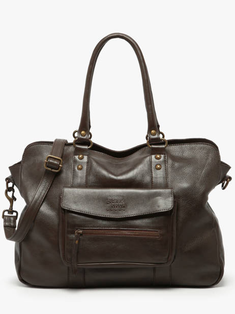 A4 Size Shoulder Bag Cow Leather Basilic pepper Brown cow BCOW78