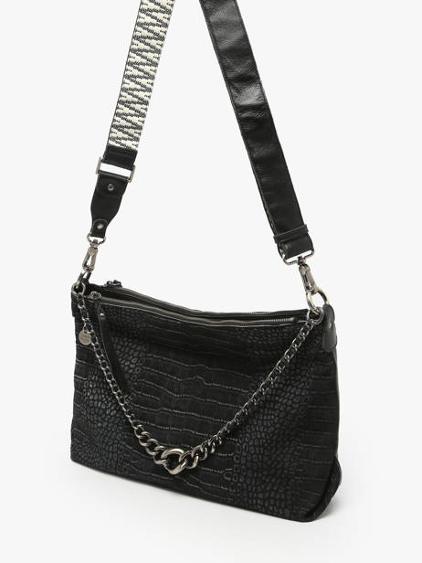 Sac Bandoulière Vintage Cuir Mila louise Noir vintage 3822KRC vue secondaire 1
