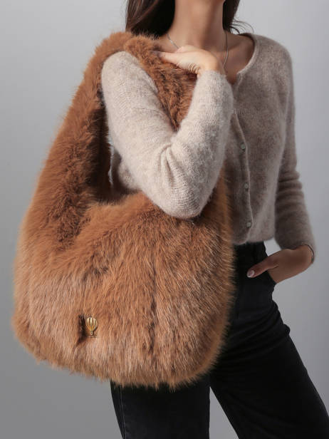 Sac Porté épaule Doudou Fourrure Le voyage en panier Marron doudou AHP262 vue secondaire 1