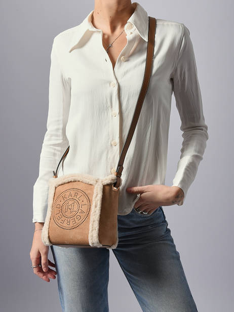 Leather Shearling K Circle Crossbody Bag Karl lagerfeld Brown k circle A4W30068 other view 1