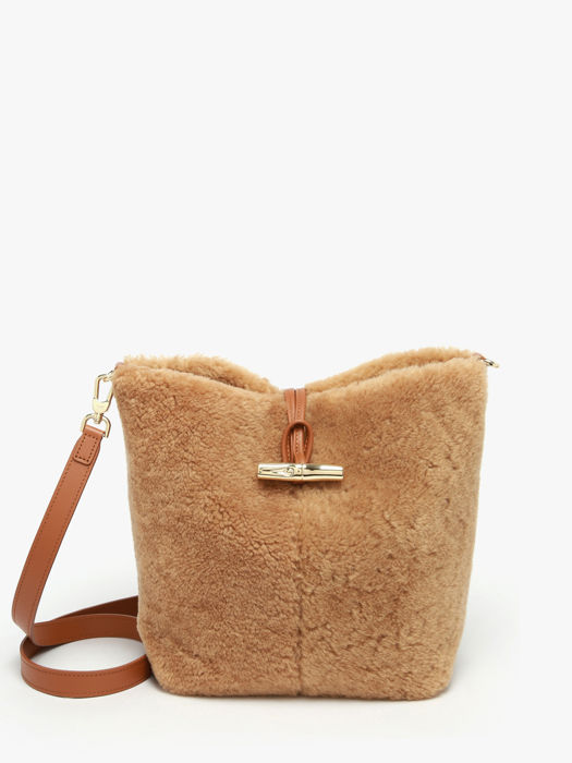 Longchamp Le roseau shearling Sacs porté travers Marron