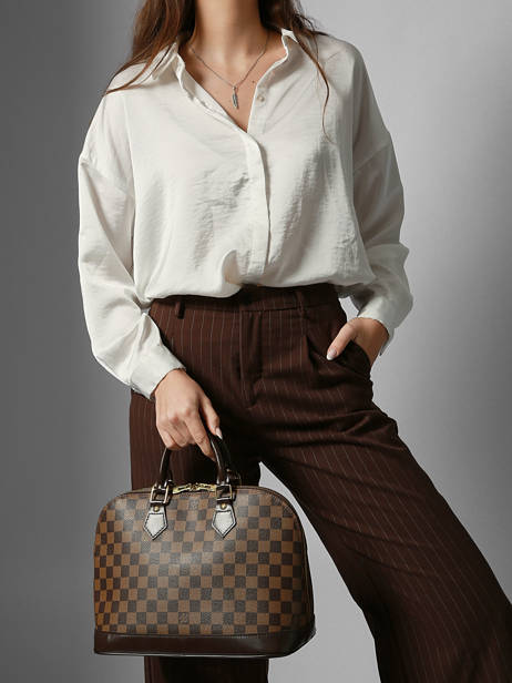 Sac Porté Main D'occasion Alma Damier Louis vuitton Marron second life 1553881 vue secondaire 1