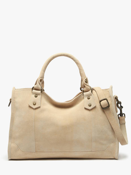 Handbag Houston A4 Leather Basilic pepper Beige houston BHOU22 other view 4