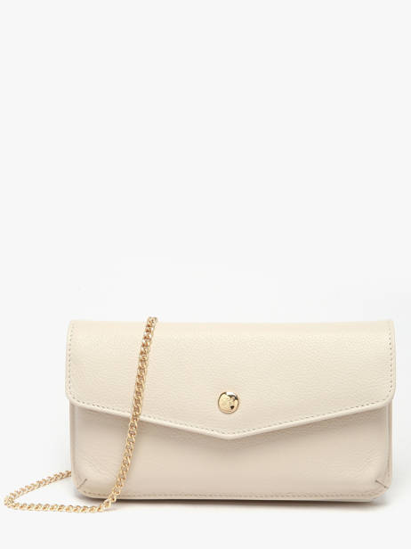 Leather Luna Clutch With Strap Hexagona Beige luna 688422