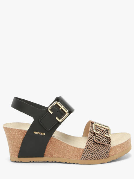 Sandales Semelle Compensée En Cuir Mephisto Noir women P5148845